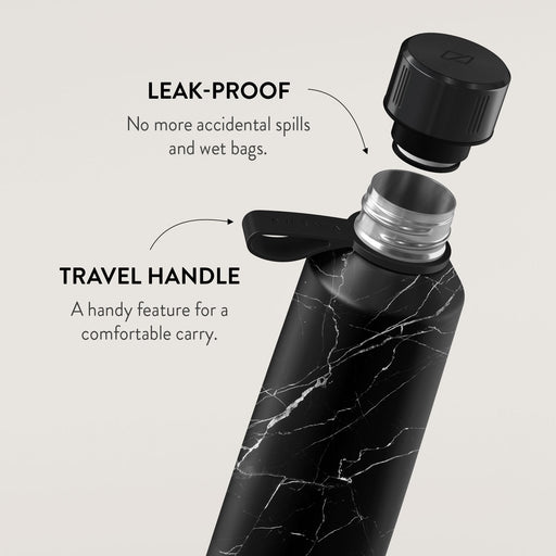 Marble Water Bottle Insulated Stainless Steel Water Bottle Black